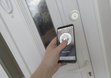 Using a smartphone to open an electronic lock on a front door