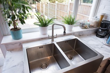 A metal overmount sink