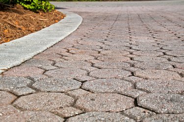 low angle octagon brick paver driveway