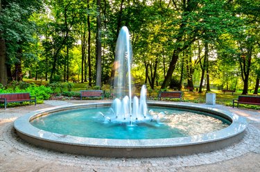 Nice fountain in the urban park.