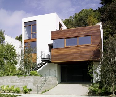 Modern Stucco and Wood Clad House