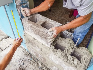 Builder working on a new house