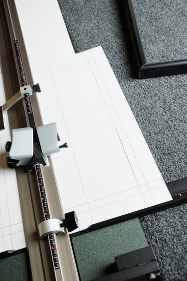 Close up of matboard cutting machine