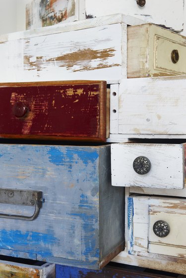 Painted wooden drawers
