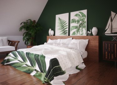 Green vintage bedroom interior