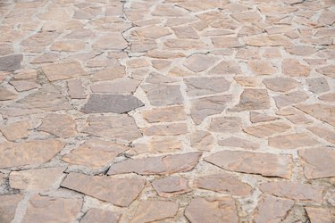 Granite gray flagstone pavement wall background