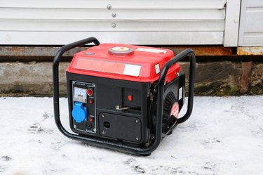 Portable electric generator running in the cold winter.