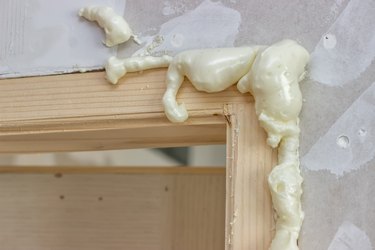 Polyurethane foam around the door frame
