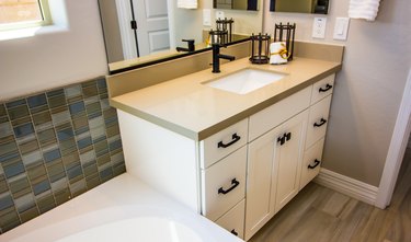 Bathroom Vanity With Sink & Decorator Items