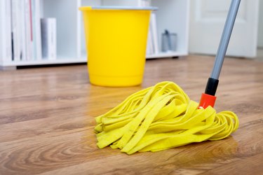 Cleaning tools on parquet floor