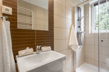 Small bathroom in brown