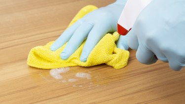 Cropped Hands Cleaning Hardwood Floor