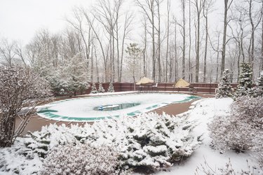 snow covered swimming pool