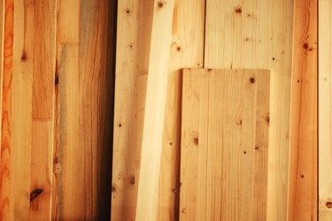 Pine wood floorboard planks