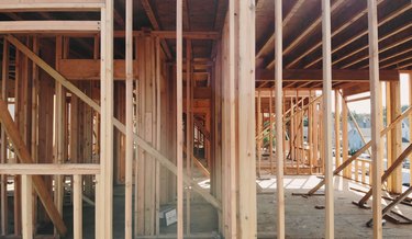 Building construction, wood framing structure at new property development site