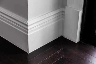 white luxury moulding floor with dark wooden floor interior detain concept
