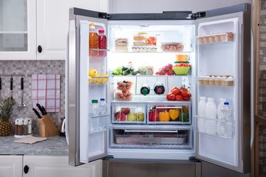 Closeup Of An Open Refrigerator