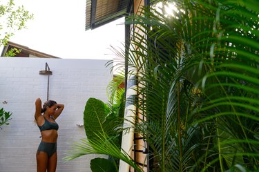 Using an outdoor shower after surfing