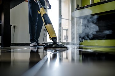 Man cleaning the floor