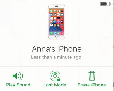 find iphone hack screenshot showing play sound, lost mode, and erase iphone