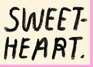 card with the words "sweet. heart."
