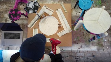 person creating stool