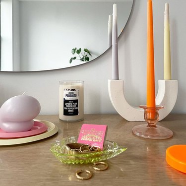 colorful tall and slim candles used as decor