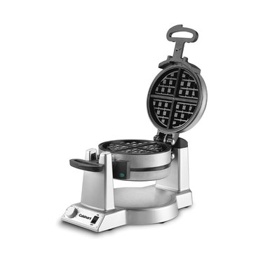 silver and black waffle maker