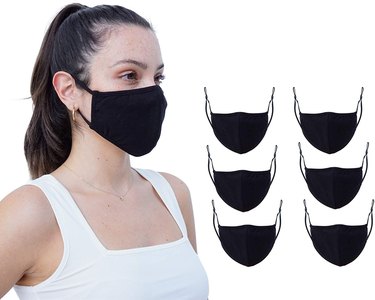 Simlu 6-Pack Fabric Face Masks in black