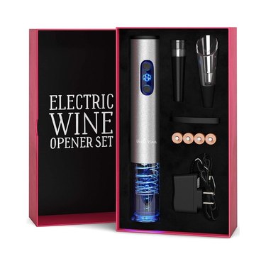 electric wine opener set in red box