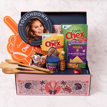 Cravings x Chex Game Day Recipe Kit on whitemarble counter
