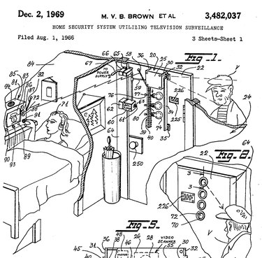 Patent 3,482,037 showing a diagram of the Marie Van Brittan Brown's security system