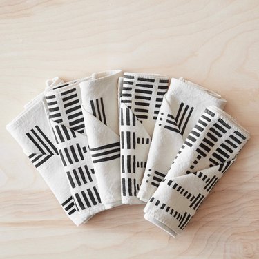 black and white line pattern napkins