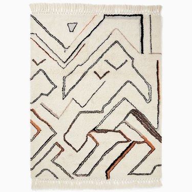 shag rug with artsy pattern