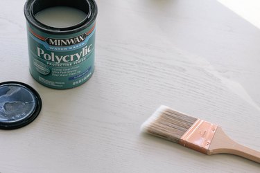 Painting clear matte topcoat onto surface of painted desk