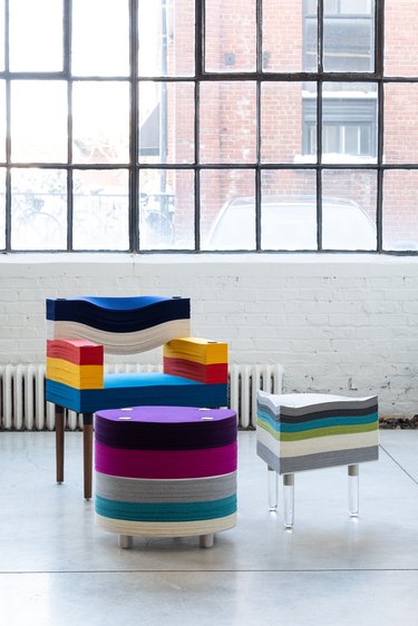 stacklab felt collection arm chair and two side tables