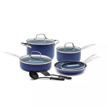 Navy blue cookware set