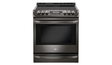 black stainless steel flat top electric stove