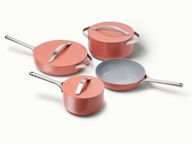 Peach ceramic cookware set