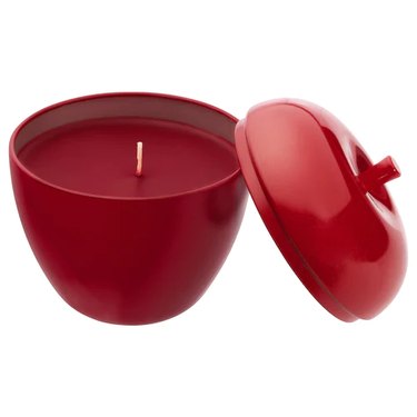 red apple-shaped candle