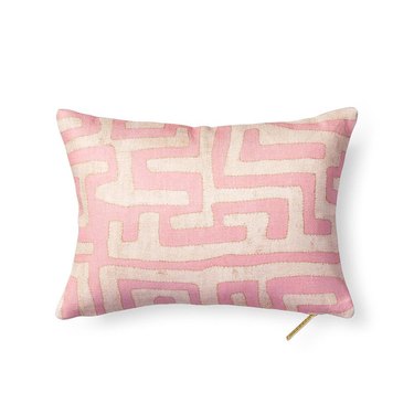 sustainable home decor with pink kuba cloth pillow