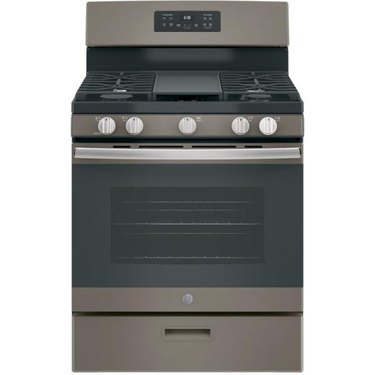 Slate small gas stove with stainless steel details and grates