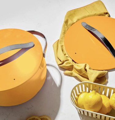 yellow eco friendly ceramic cooking pots and pans