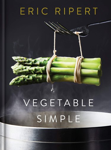 cover with artichokes on fork and text reading "Eric Ripert Vegetable Simple"