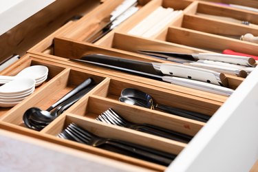 Utensil drawer with silverware