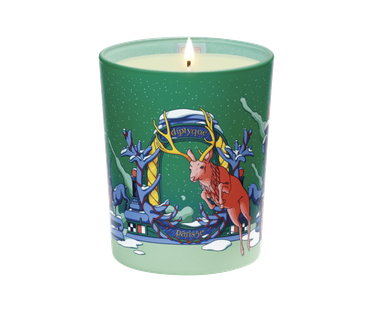 green candle with illustrations