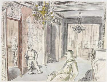 "The Officers' Mess, 5th Manchesters, Halluin" by artist Edward Bawden