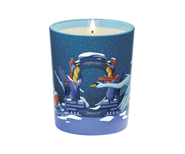 blue candle with illustrations