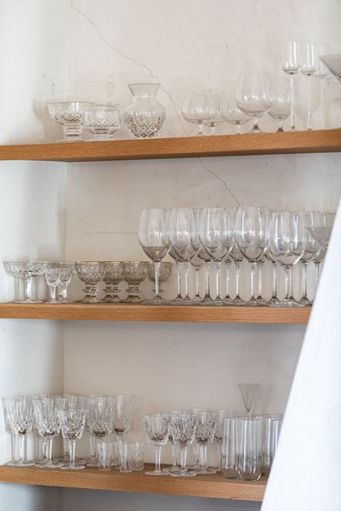 Shelves with glassware