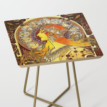 Square zodiac side table with gold legs
